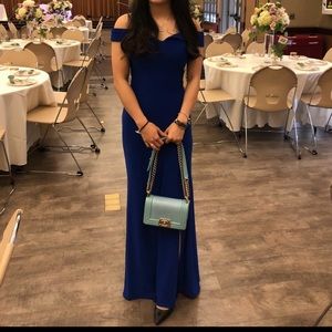 MORGAN & CO ELECTRIC BLUE FORMAL PARTY DRESS SIZE 3/4 WITH SLIG